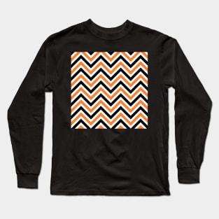 Orange Black Chevron ZigZag Fall Halloween Repeat Pattern Long Sleeve T-Shirt